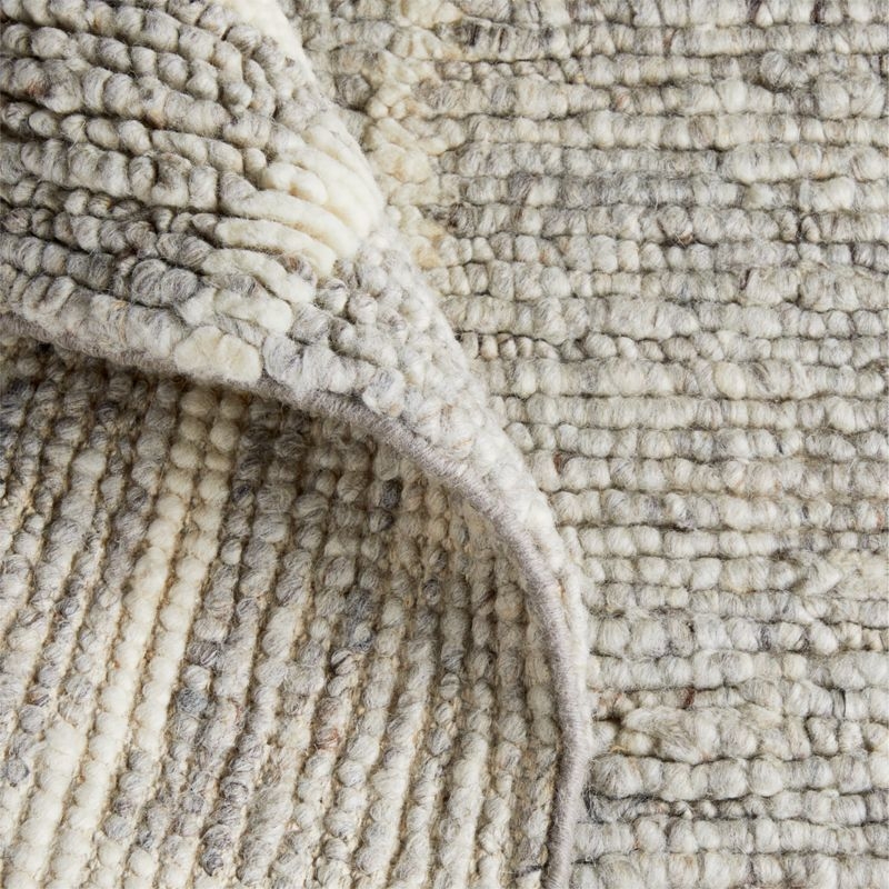 Agen Wool Handwoven Grid Light Grey Area Rug 8'x10' - Image 2