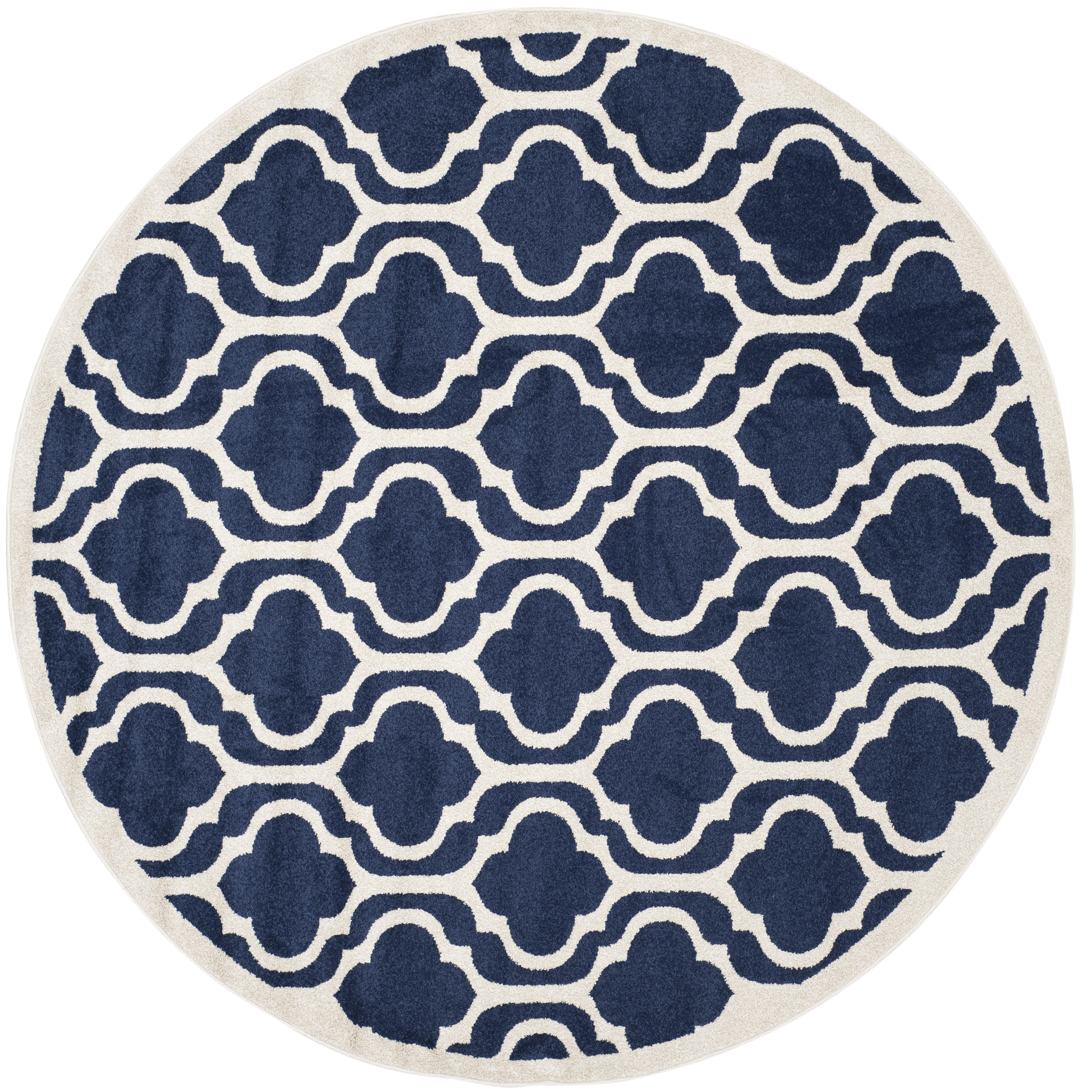 Arlo Home Indoor/Outdoor Woven Area Rug, AMT402P, Navy/Beige,  7' X 7' Round - Image 0