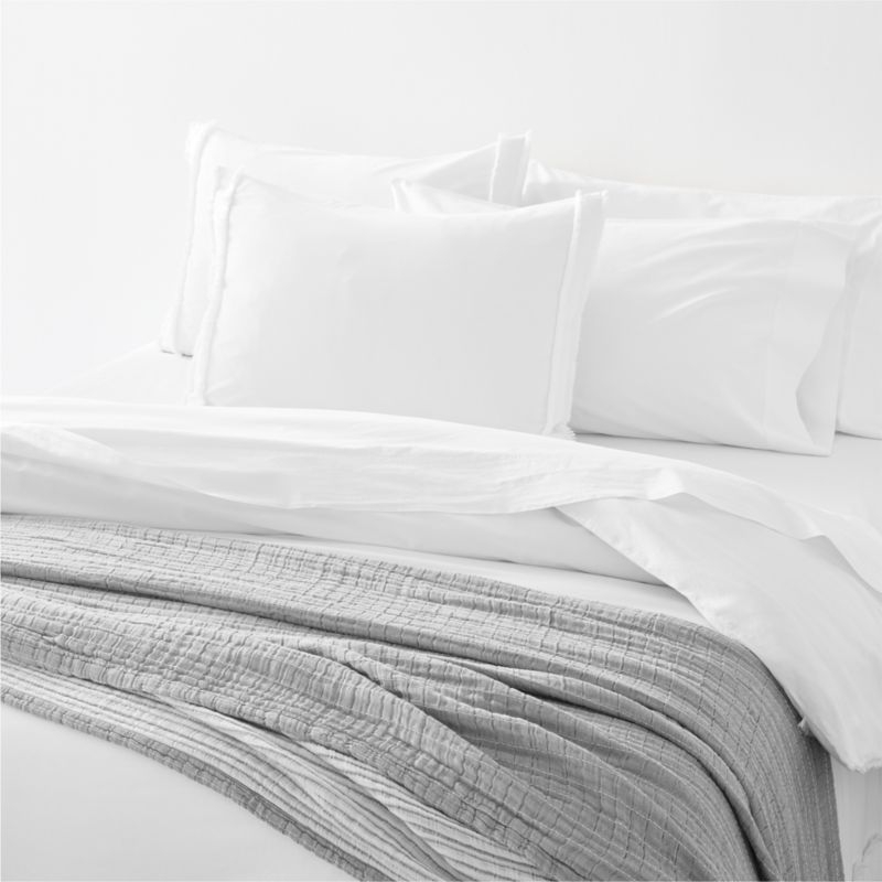 Favorite Washed Organic Cotton White Eyelash Twin/Twin XL Duvet Cover - Image 1