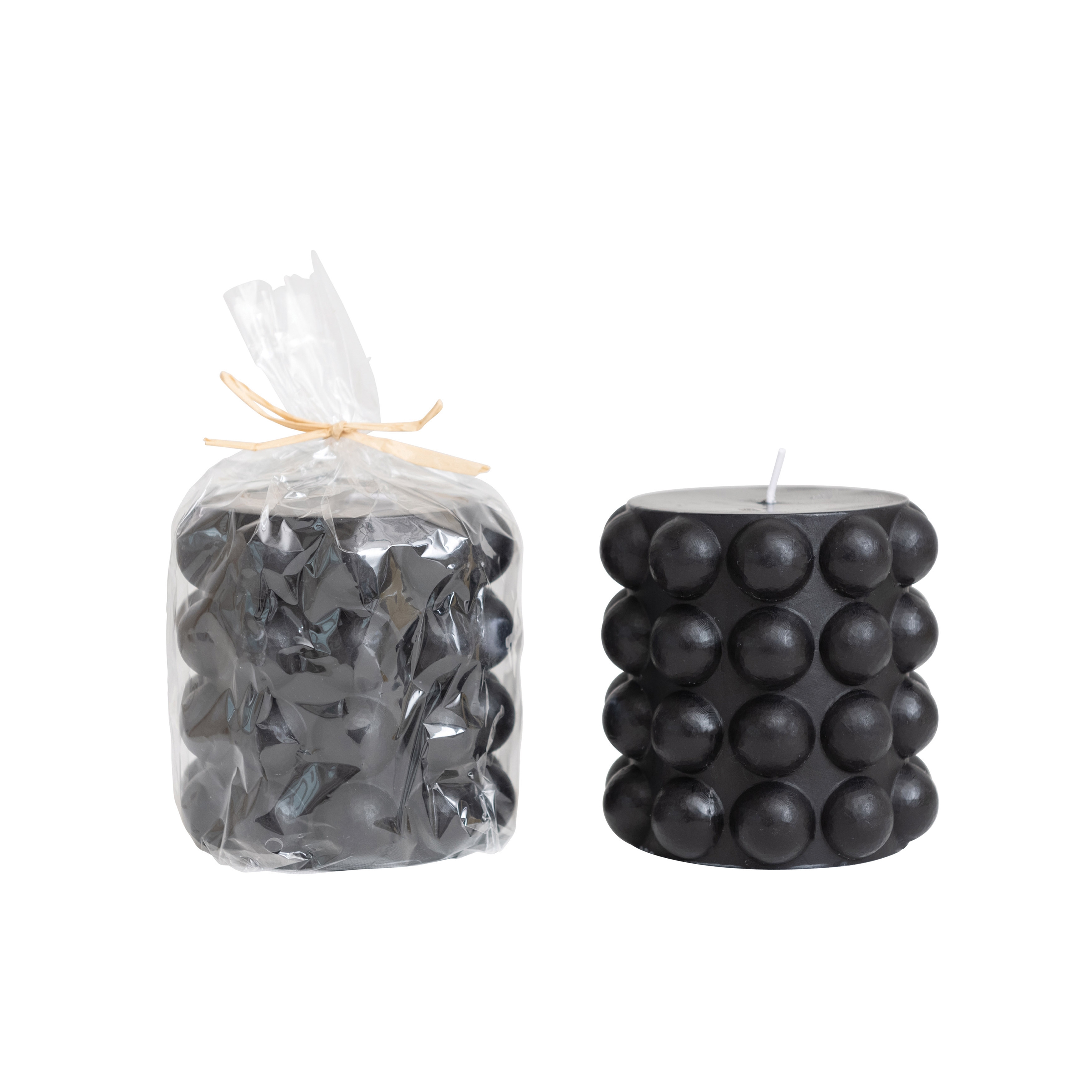 Unscented Hobnail Pillar Candle, Black - Image 0