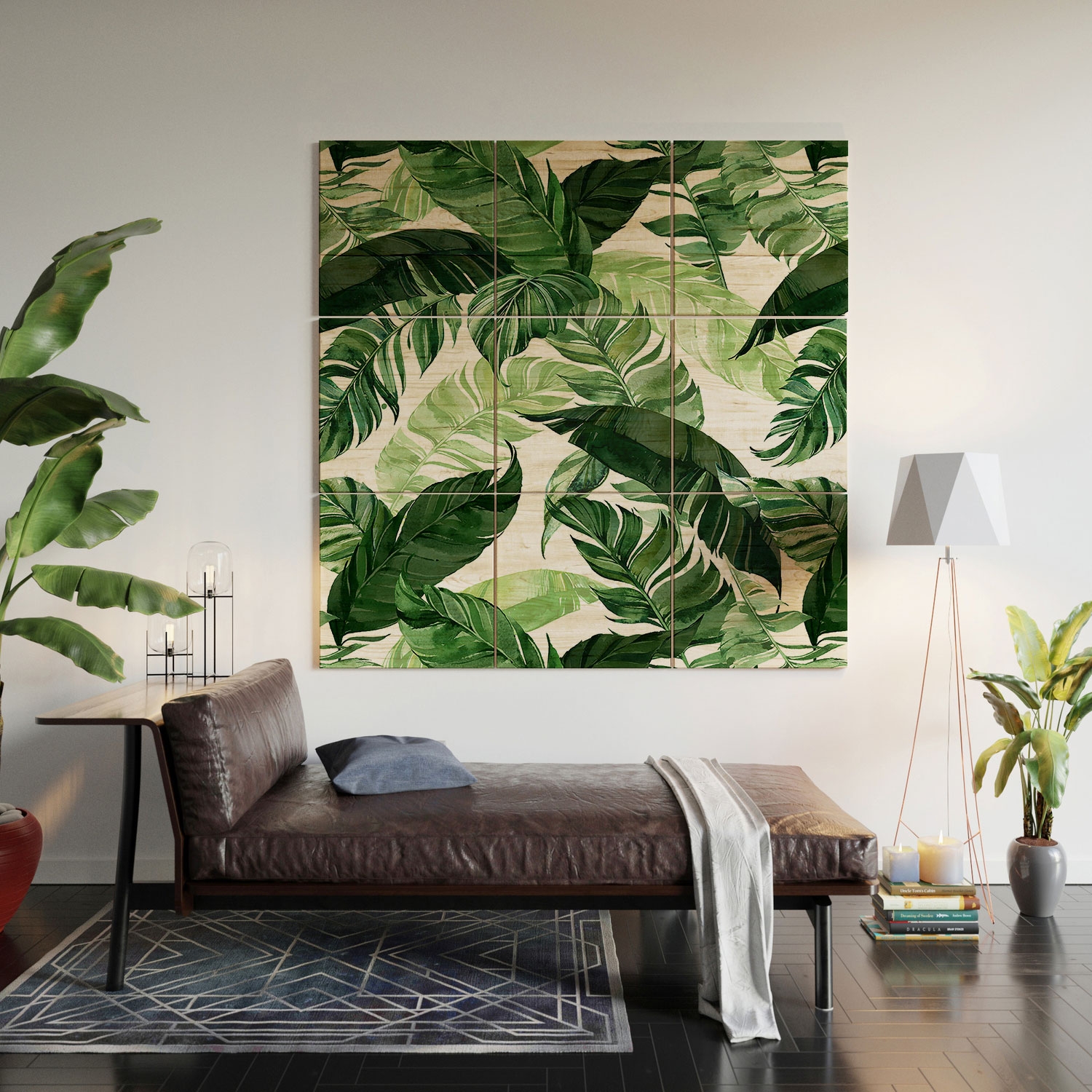 Green Leaf Watercolor Pattern by Marta Barragan Camarasa - Wood Wall Mural5' x 5' (Nine 20" wood Squares) - Image 4