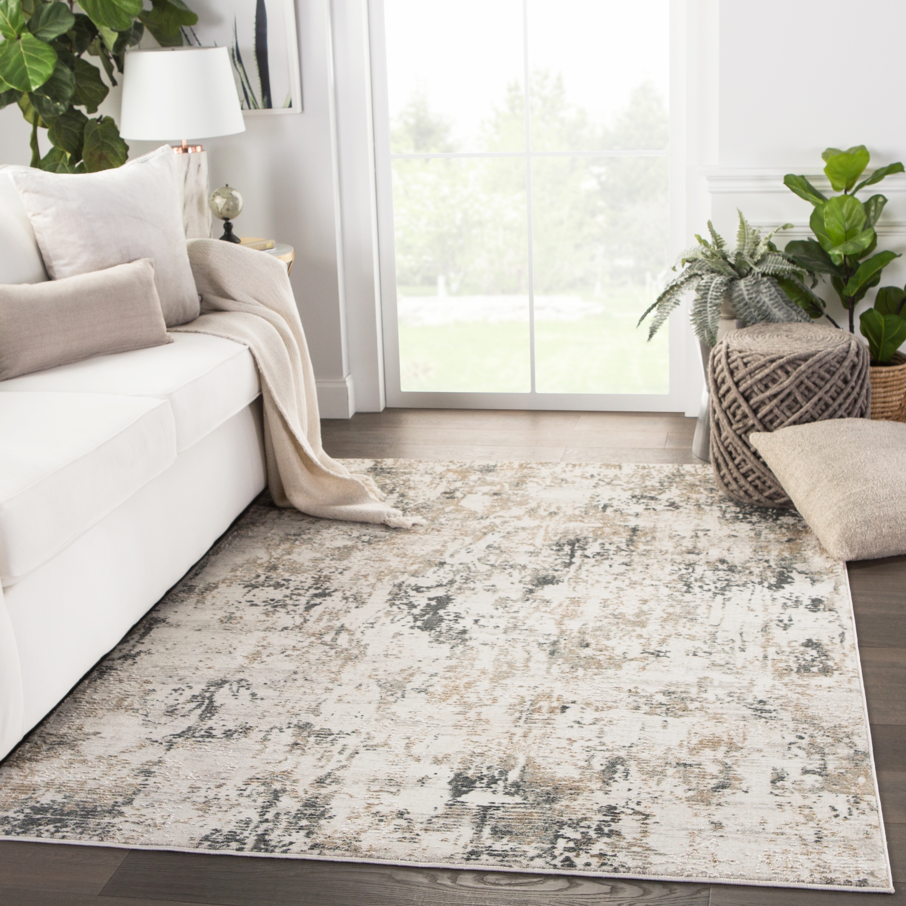 Cassia Abstract Gray/ Gold Area Rug (4'X6') - Image 4