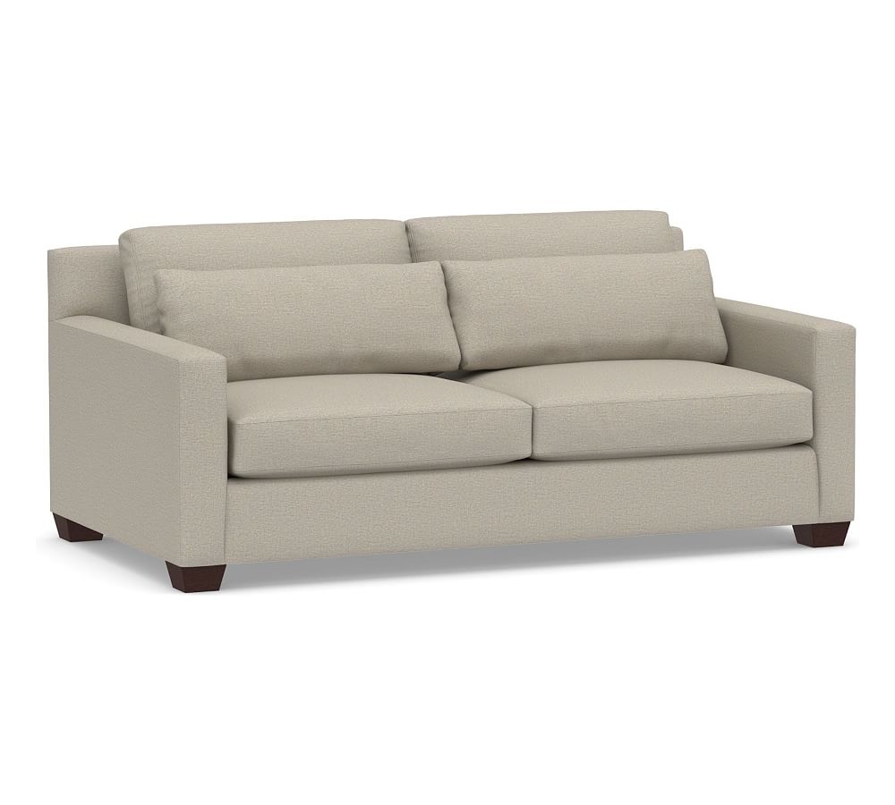 York Square Arm Upholstered Deep Seat Sofa 81" 2-Seater, Down Blend Wrapped Cushions, Performance Boucle Fog - Image 0