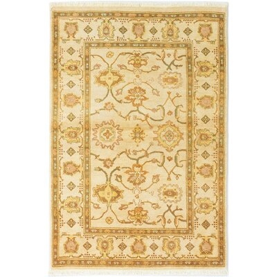 One-of-a-Kind Hereth Hand-Knotted 2010s Chobi Tan 4'1" x 6'1" Wool Area Rug - Image 0