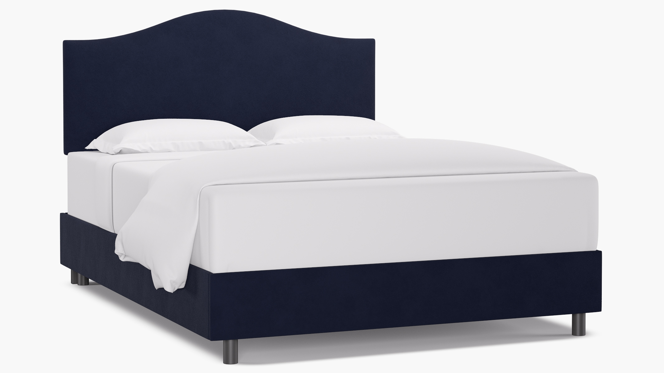 Camelback Bed, Navy Classic Velvet, Queen - Image 0