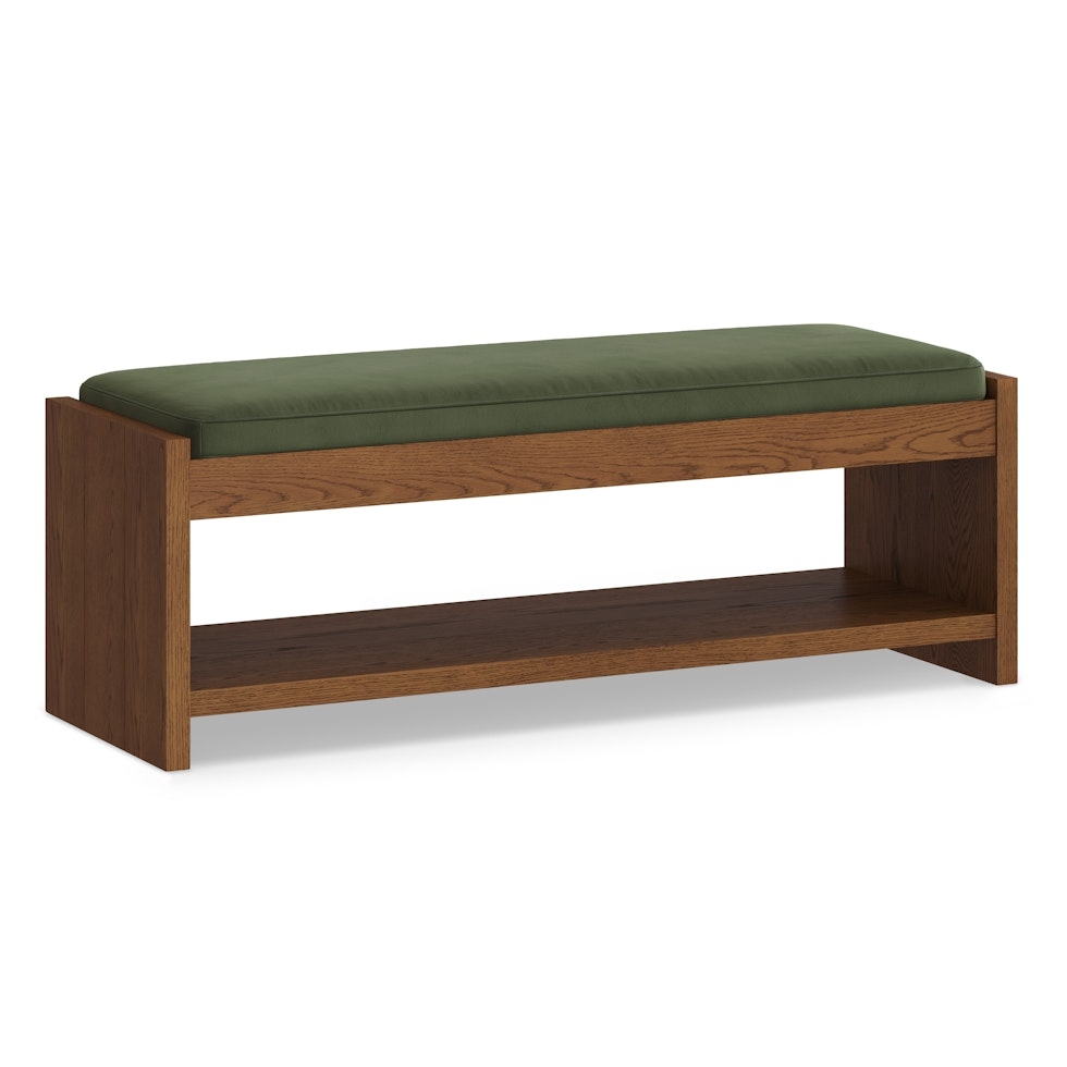 Cassie 56" Velvet Bench - Smoked Oak and Hale Fir Green - Image 0