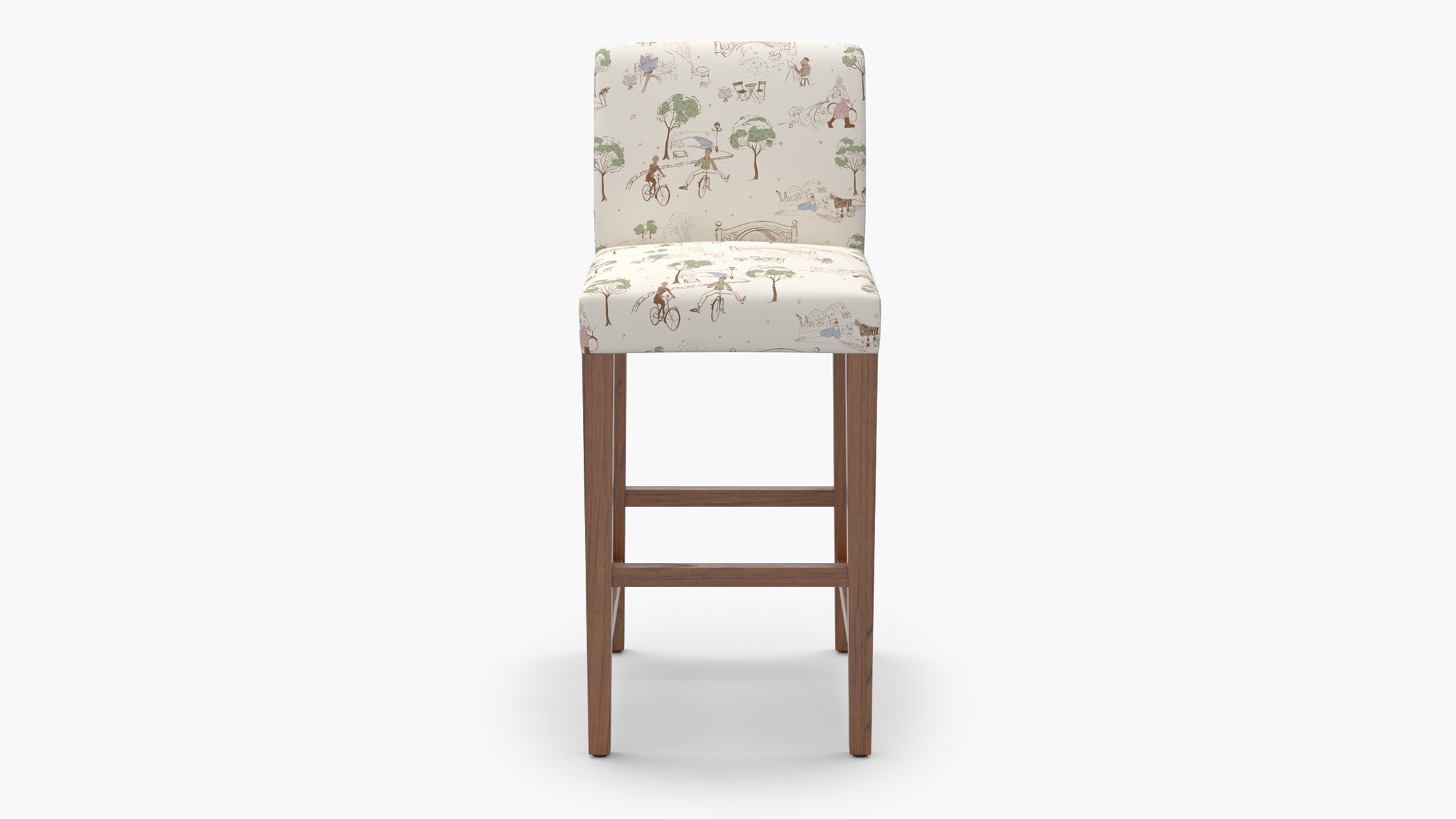 Signature Dining Bar Stool, Multi Central Park Toile, Walnut Square Tapered Leg - Image 0