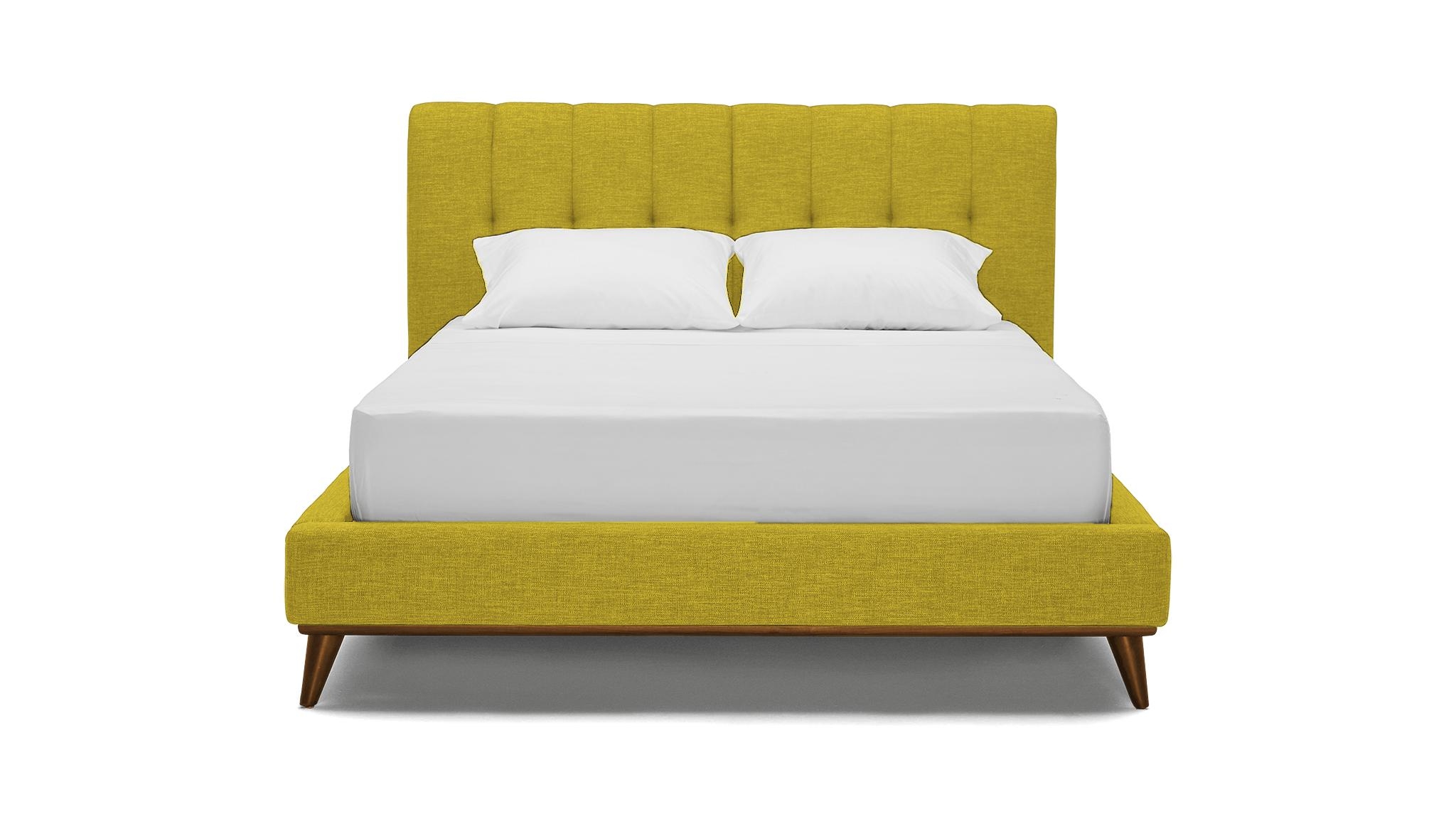 Yellow Hughes Mid Century Modern Bed - Bloke Goldenrod - Mocha - Cal King - Image 0