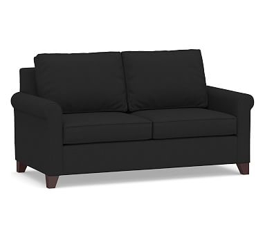 Cameron Roll Arm Upholstered Full Sleeper Sofa with Memory Foam Mattress, Polyester Wrapped Cushions, Textured Basketweave Black - Image 0