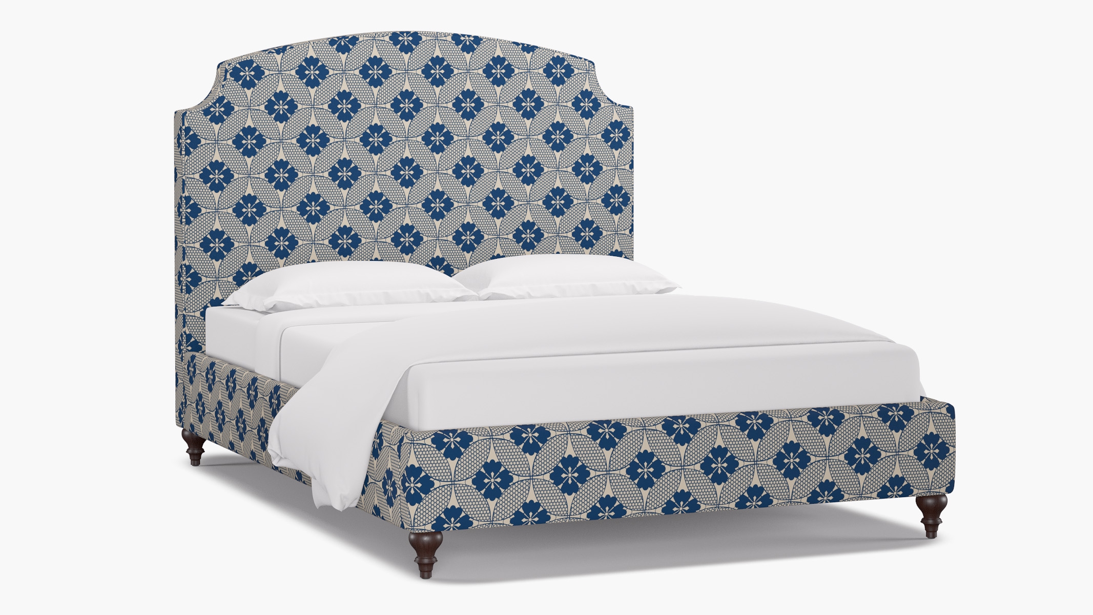 Cove Bed, Bright Navy Solaire, Espresso Traditional Turned Leg, Twin - Image 1