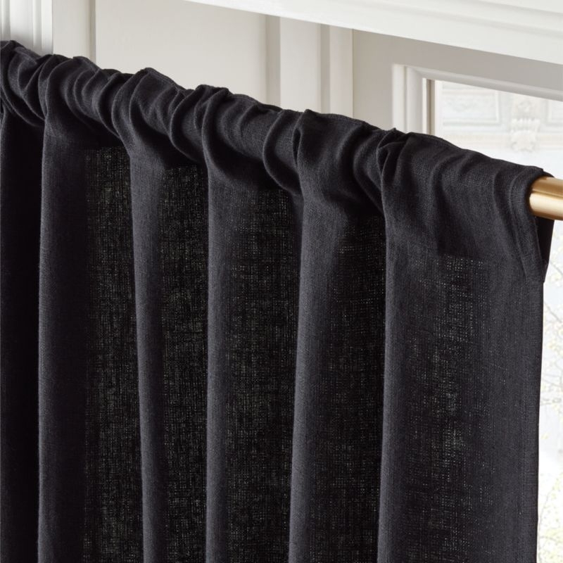 Heavyweight Black Linen Window Curtain Panel 48''x96'' - Image 2