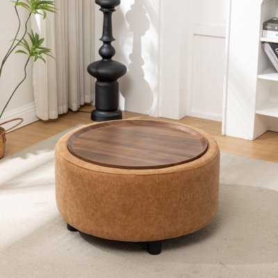 Bryonie Round Cocktail Ottoman with Storage - Image 0