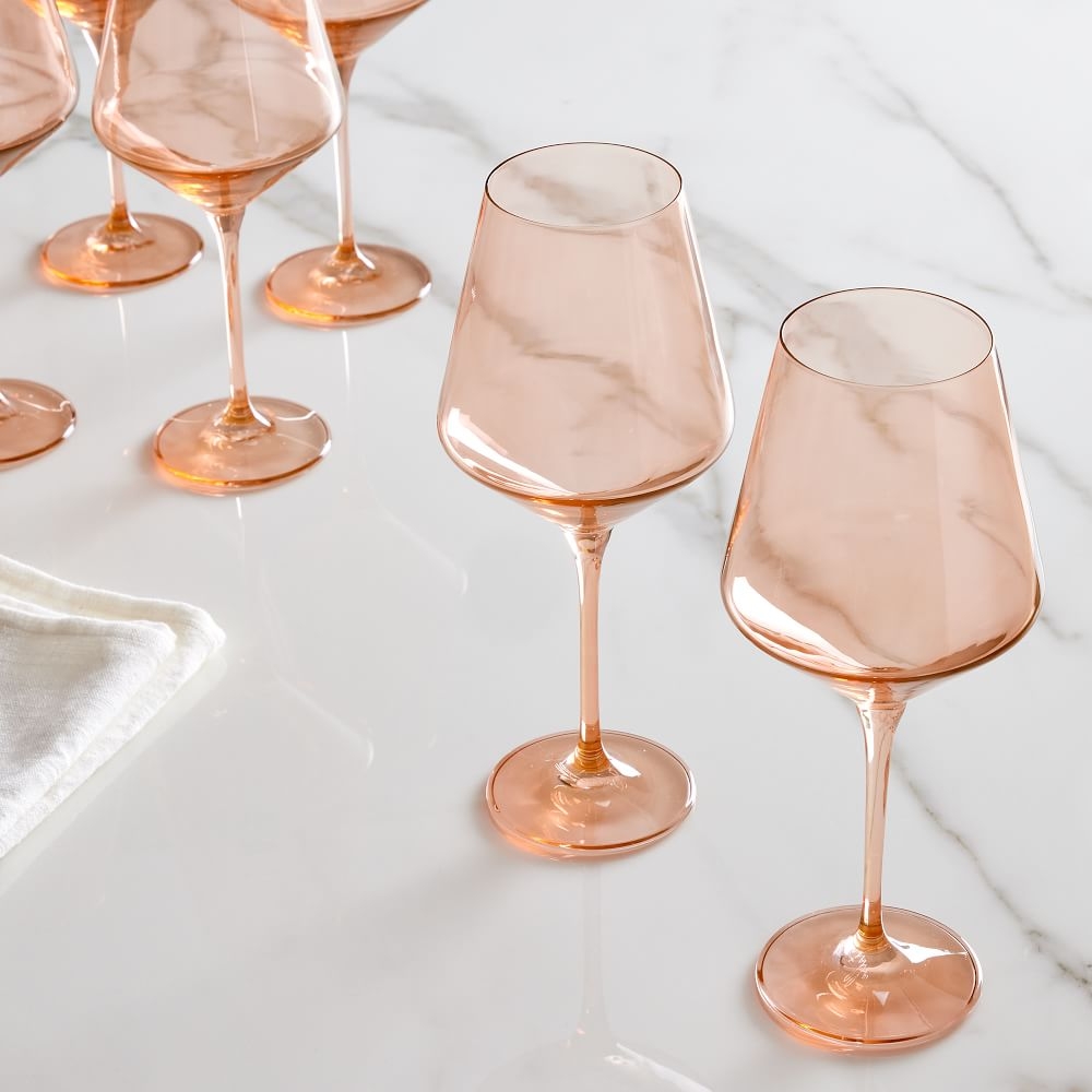 Estelle Colored Stemware Glass, Blush Pink, Set of 6 - Image 0