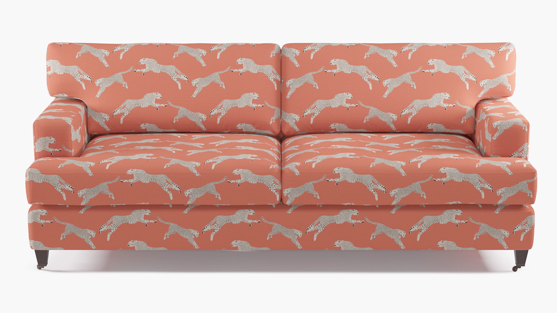 Classic Sofa, Henna Cheetah, Espresso with Antique Brass Caster - Image 0