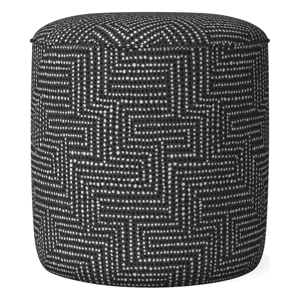 Roar & Rabbit Small Non Pleated Ottoman, Traveling Dot, Black, Concealed Support - Image 0