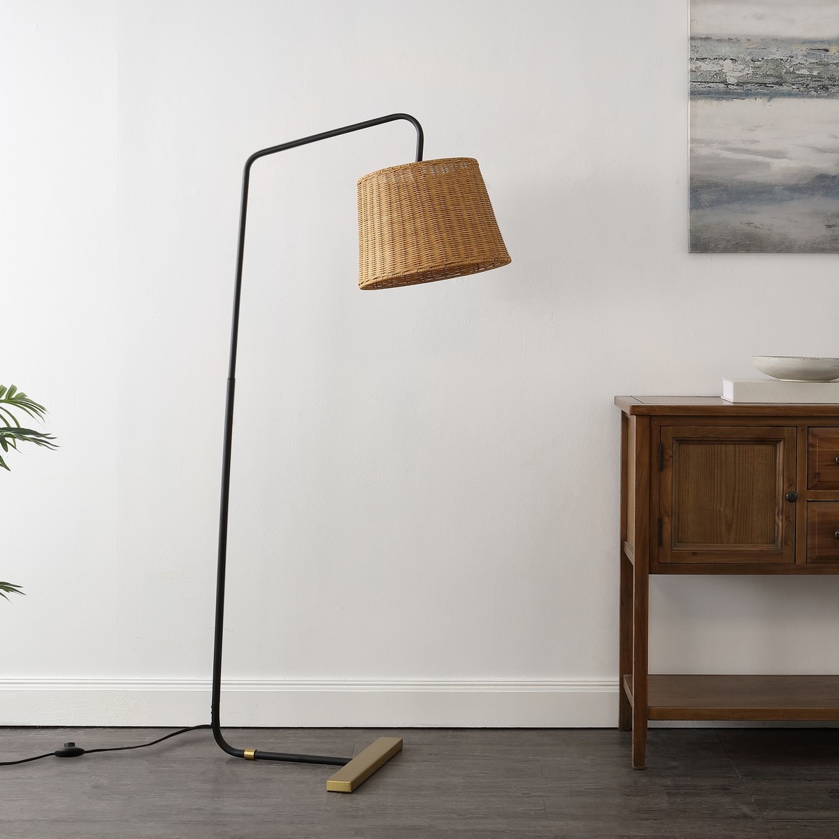 Millie 61 Inch Floor Lamp - Black/Natural - Image 2