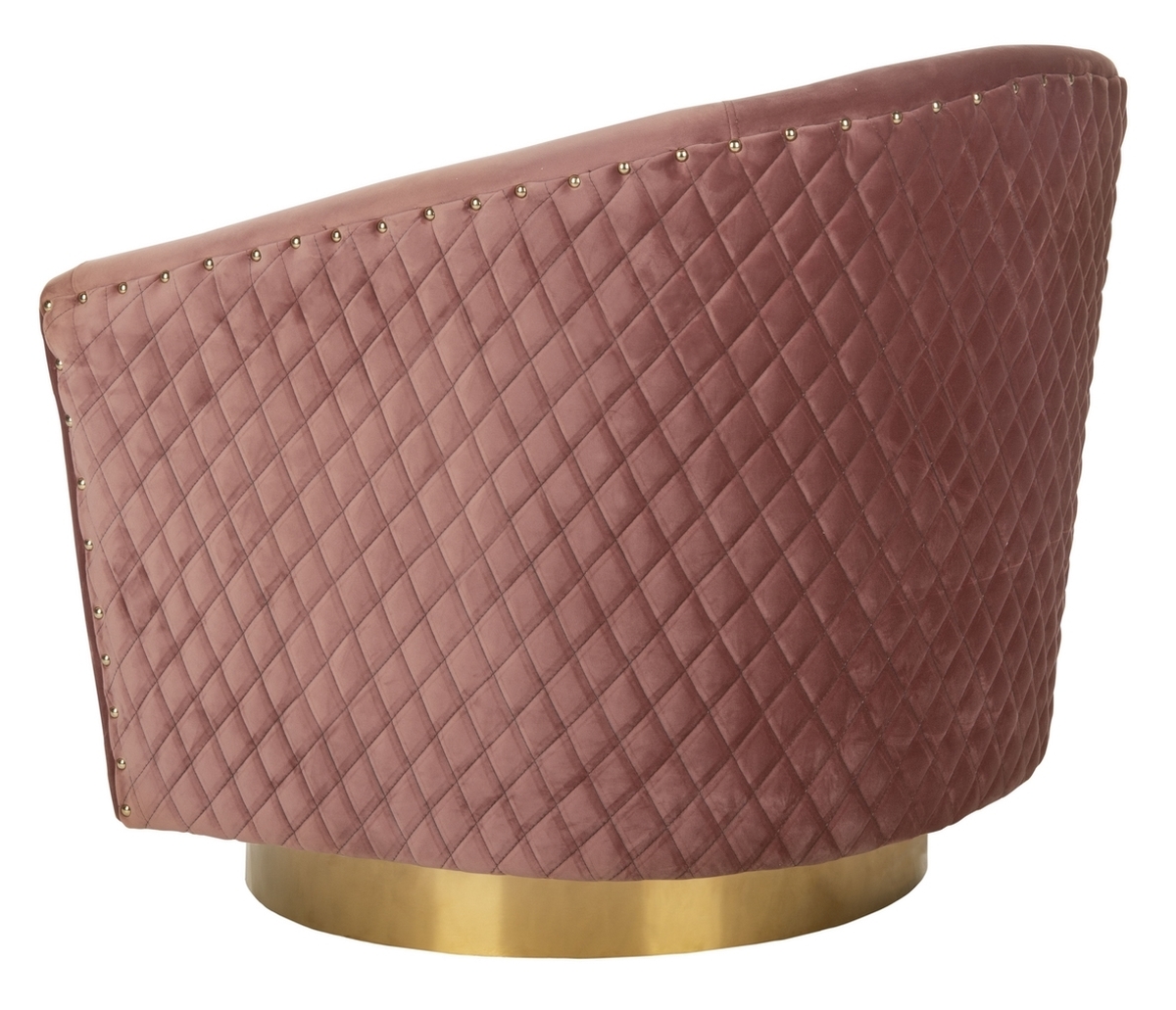 Clara Quilted Swivel Tub Chair - Dusty Rose - Safavieh - Image 5