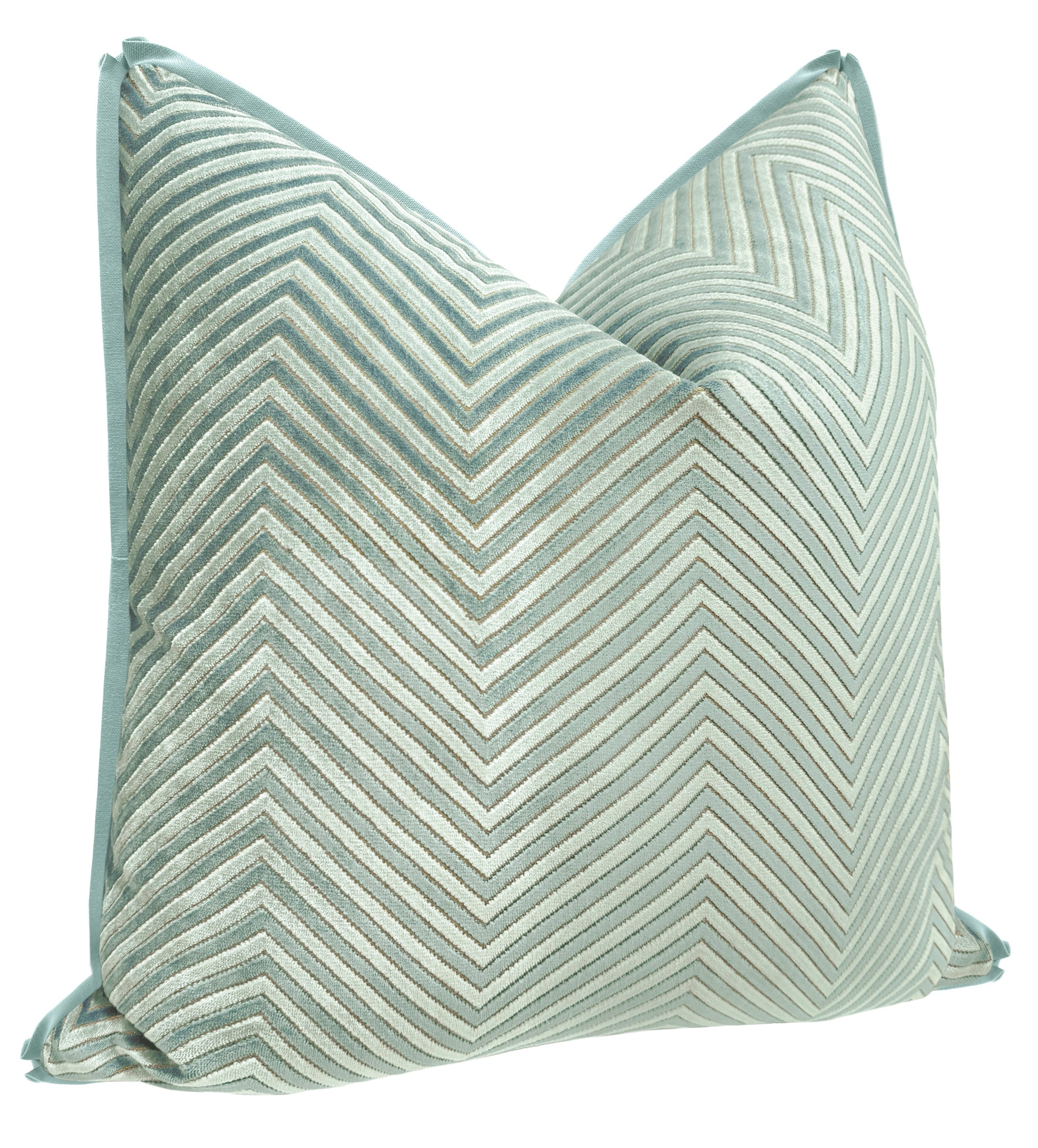 ZARA CUT VELVET // SPA BLUE | LDC - 20" X 20" / BUTTERFLY FLANGE / Mineral - Image 1