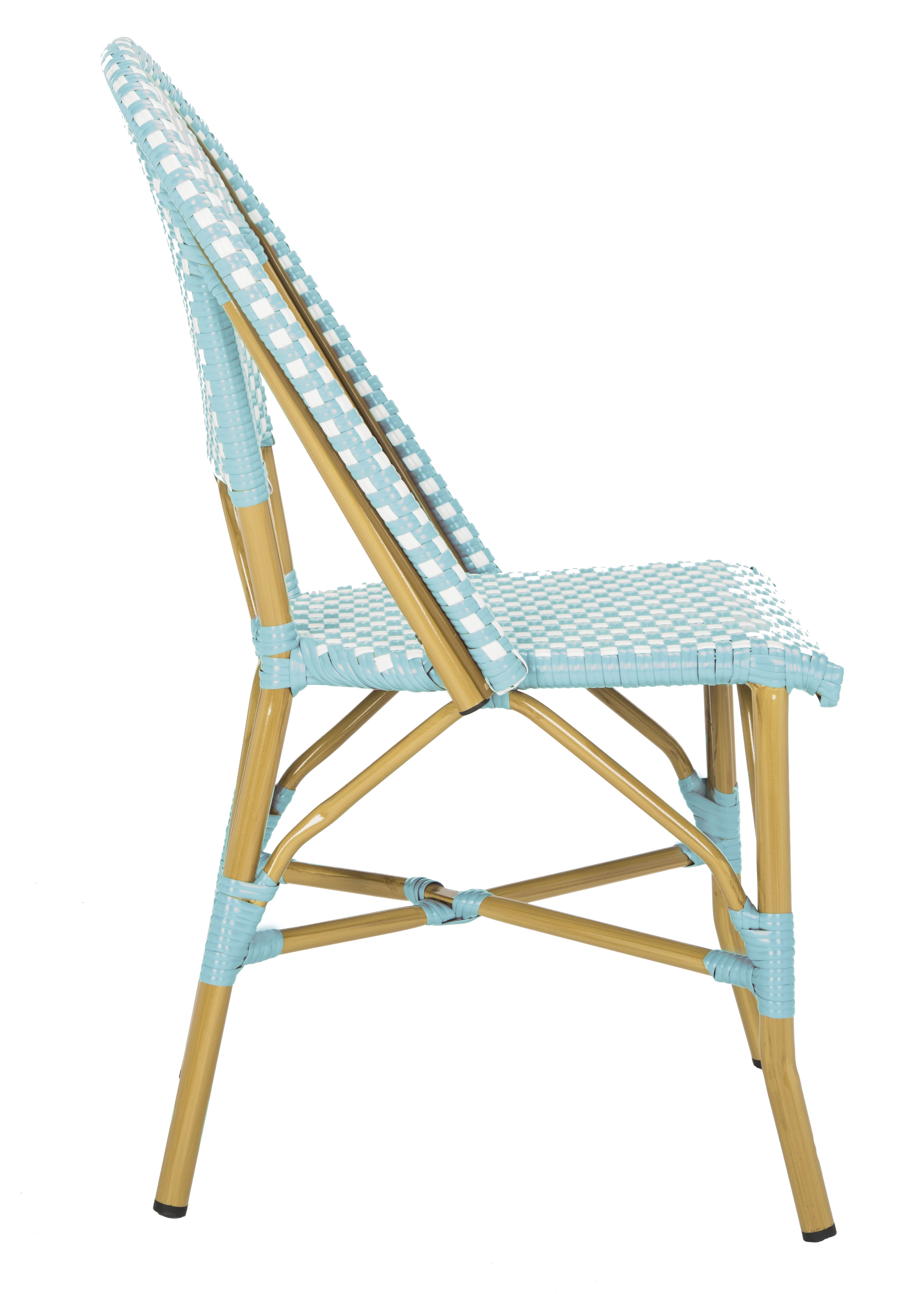 Salcha Indoor-Outdoor French Bistro Stacking Side Chair - Teal/White/Light Brown - Arlo Home - Image 3