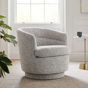 Viv Swivel Chair, Poly, Chunky Chenille, Gray, Concealed Support-individual - Image 1