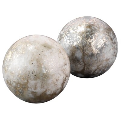 Nohlan Silver/Gold Marble Orb Sculpture - Image 0