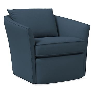 Duffield Swivel Chair, Poly, Yarn Dyed Linen Weave, Regal Blue - Image 0