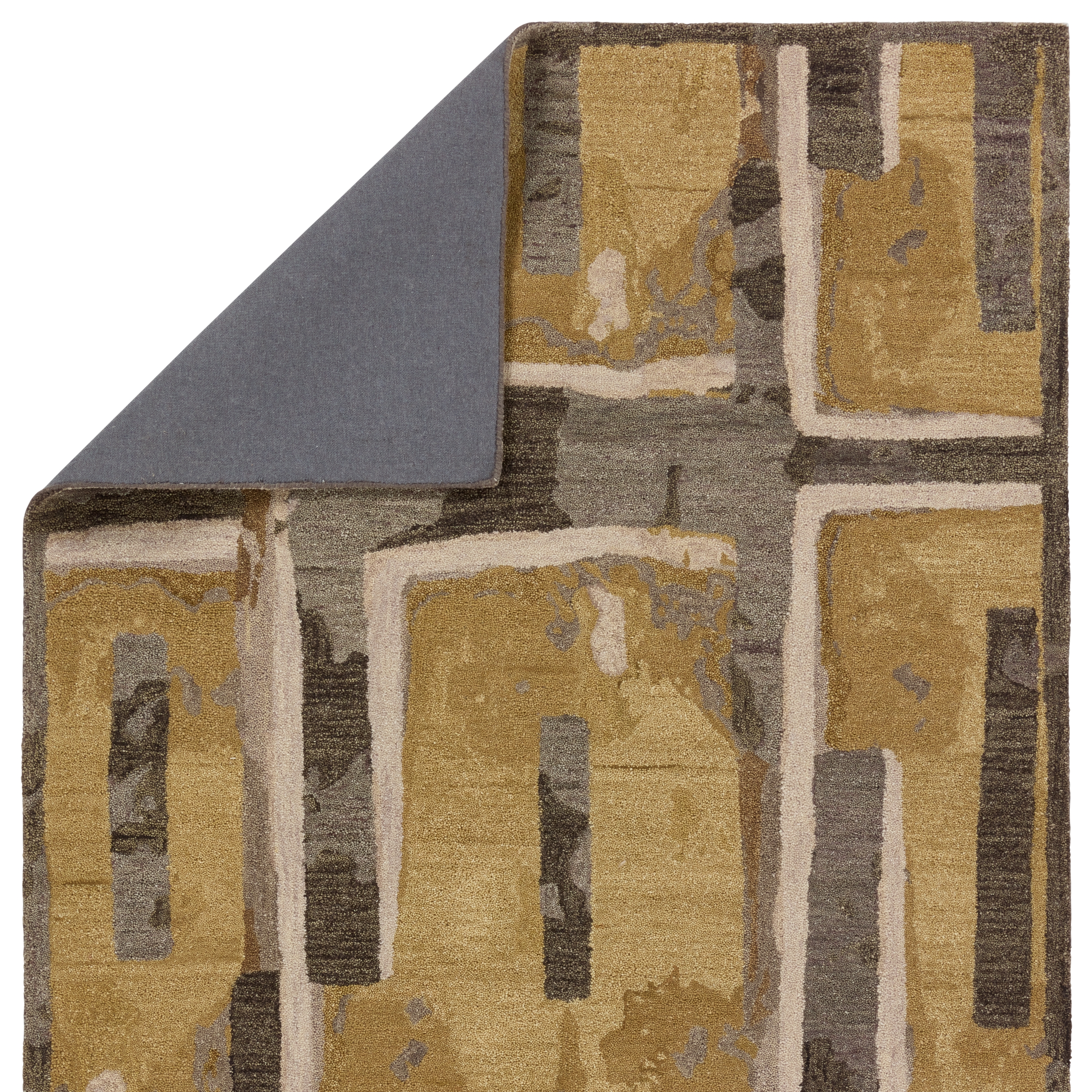 Zoe Bios By Balsa HNC01 Handmade Abstract Yellow and Taupe Area Rug (6'x9') - Image 2