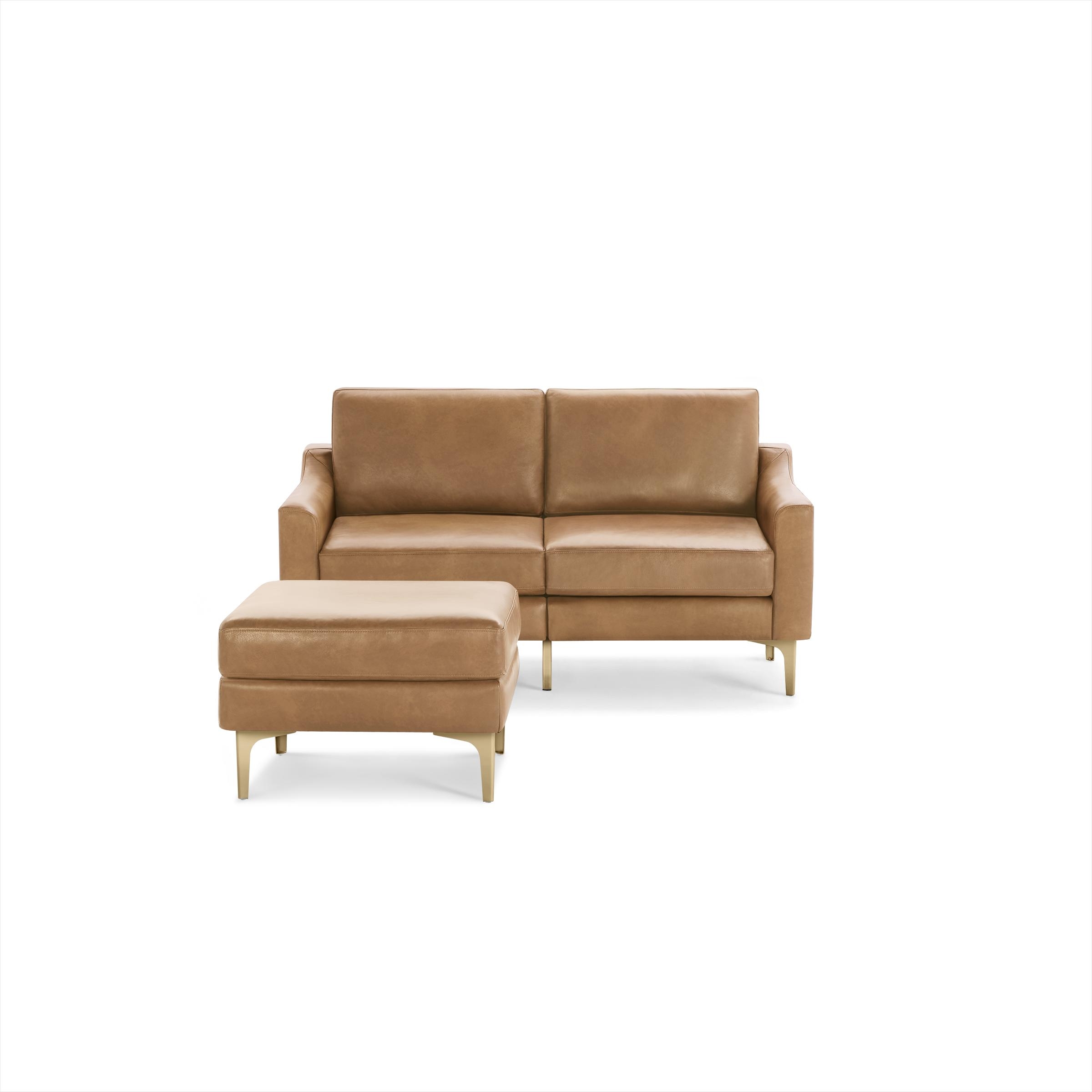 Burrow Nomad Leather Loveseat and Ottoman - Image 0