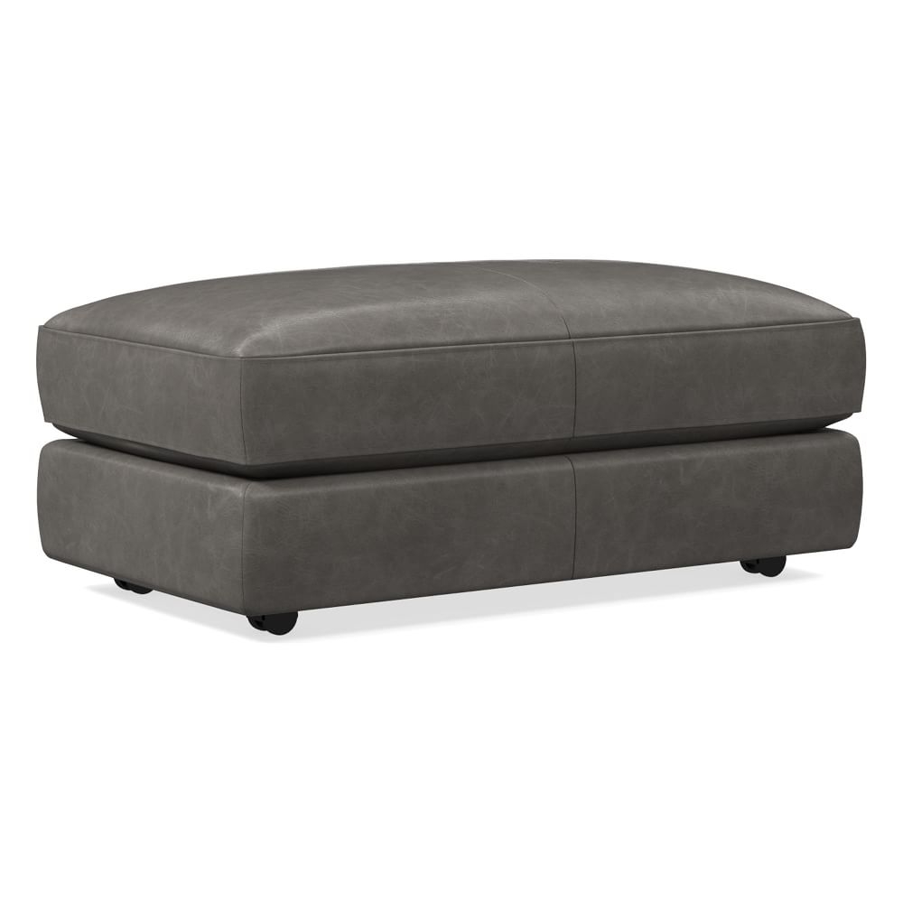 Haven Rolling Ottoman , Poly, Ludlow Leather, Gray Smoke - Image 0