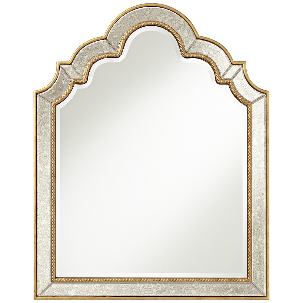 Barrie 28 1/4" x 35 1/2" Gold Antique Arch Wall Mirror - Style # 75N16 - Image 0