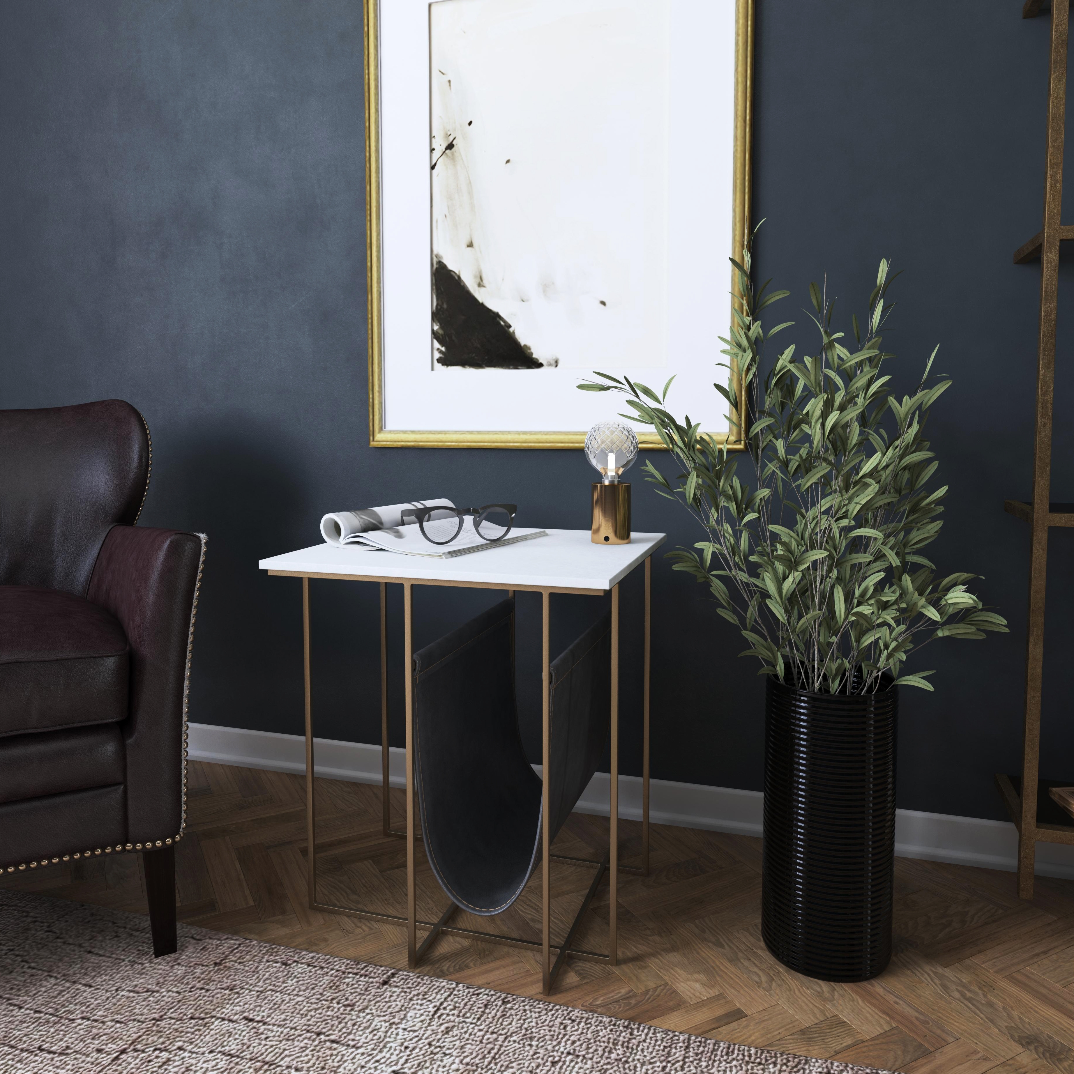 Stephanik Marble & Metal Magazine Side Table - Image 3