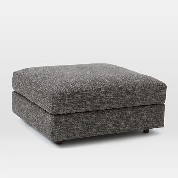 Urban Ottoman, Poly , Chenille Tweed, Dove, Concealed Supports - Image 1