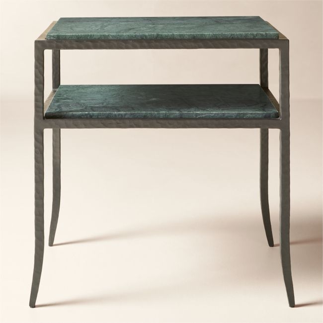 Sergio Green Marble and Iron Side Table - Image 0