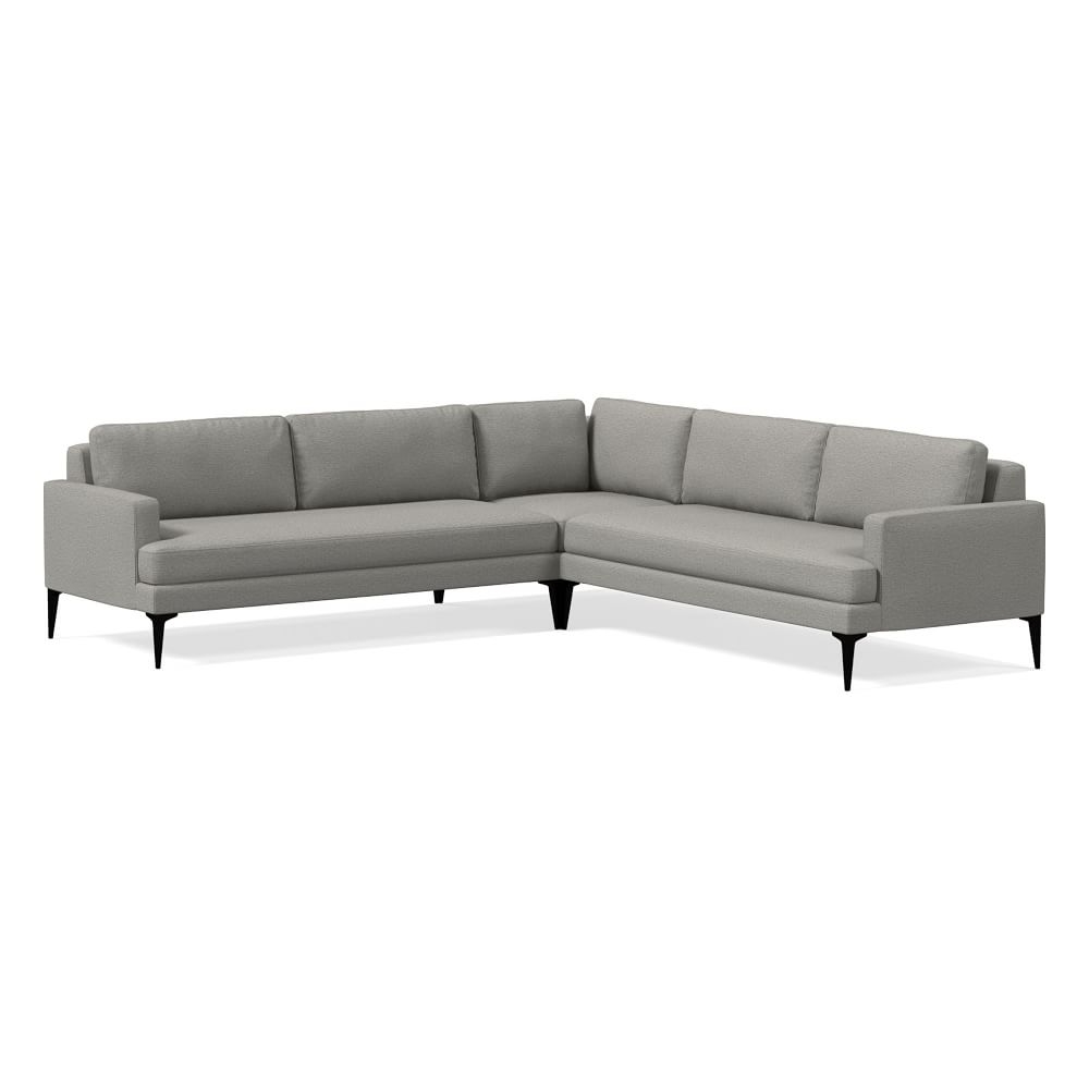 Andes 101" Multi Seat 3-Piece L-Shaped Sectional, Petite Depth, Twill, Silver, Dark Pewter - Image 0