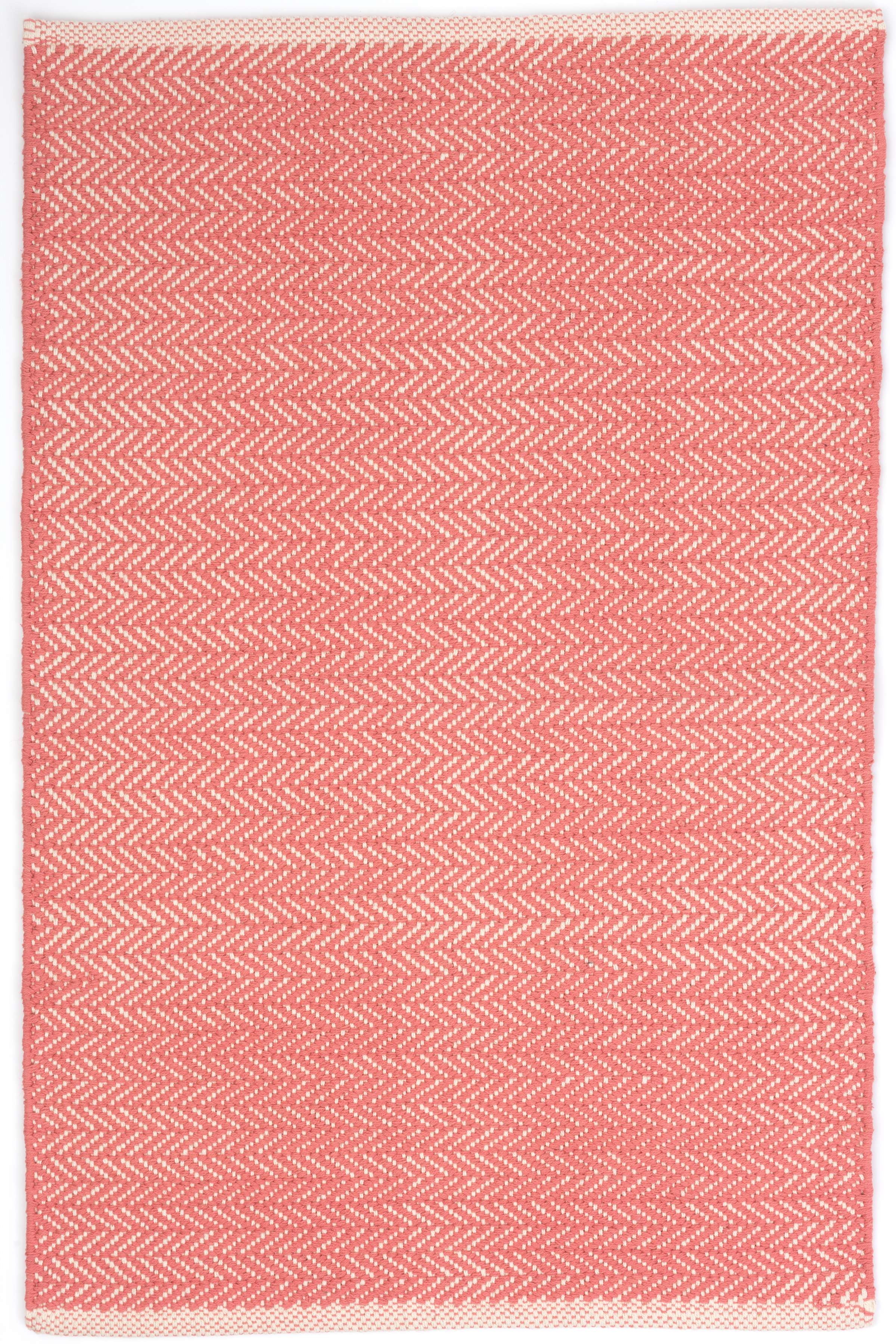 Herringbone Coral Handwoven Cotton Rug - Image 0
