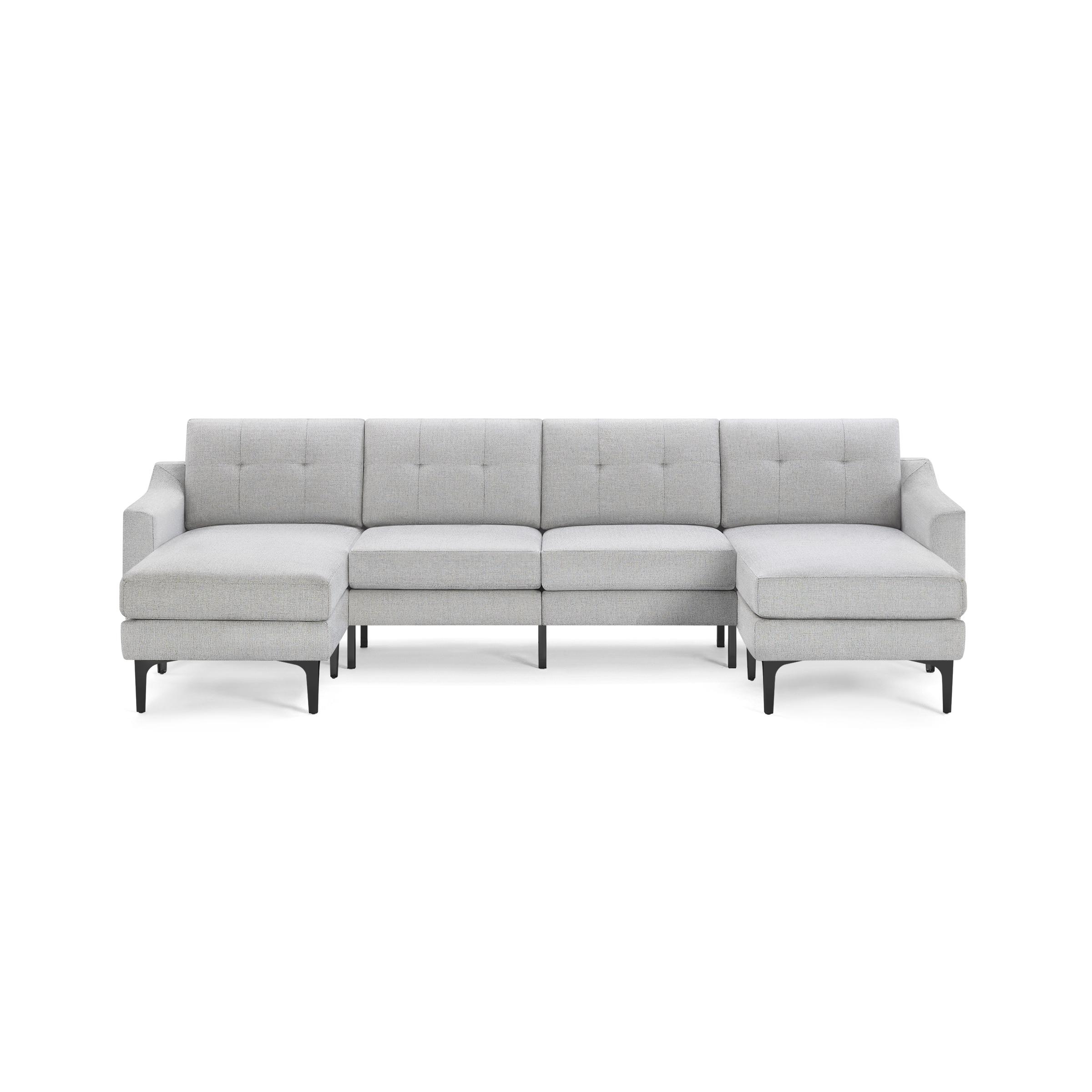 Nomad Double Chaise Sectional - Crushed Gravel - Performance Chenille / Black - Metal / Slope - Image 0