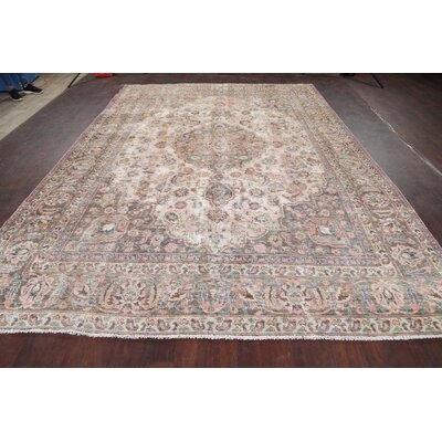 One-of-a-Kind Hand-Knotted 1950s 8'2" x 11'4" Wool Area Rug in Beige/Light Gray - Image 0
