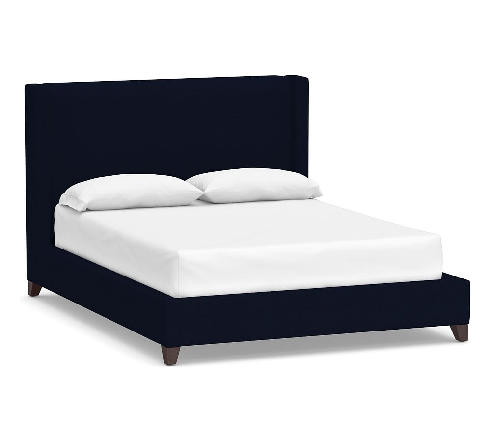 Harper Non-Tufted Upholstered Low Bed without Nailheads, California King, Performance Everydaylinen(TM) by Crypton(R) Home Navy - Image 0