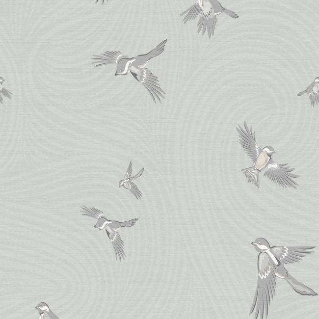 Chasing Paper Sky Blue Chickadee Peel and Stick Wallpaper 2'x12' - Image 0