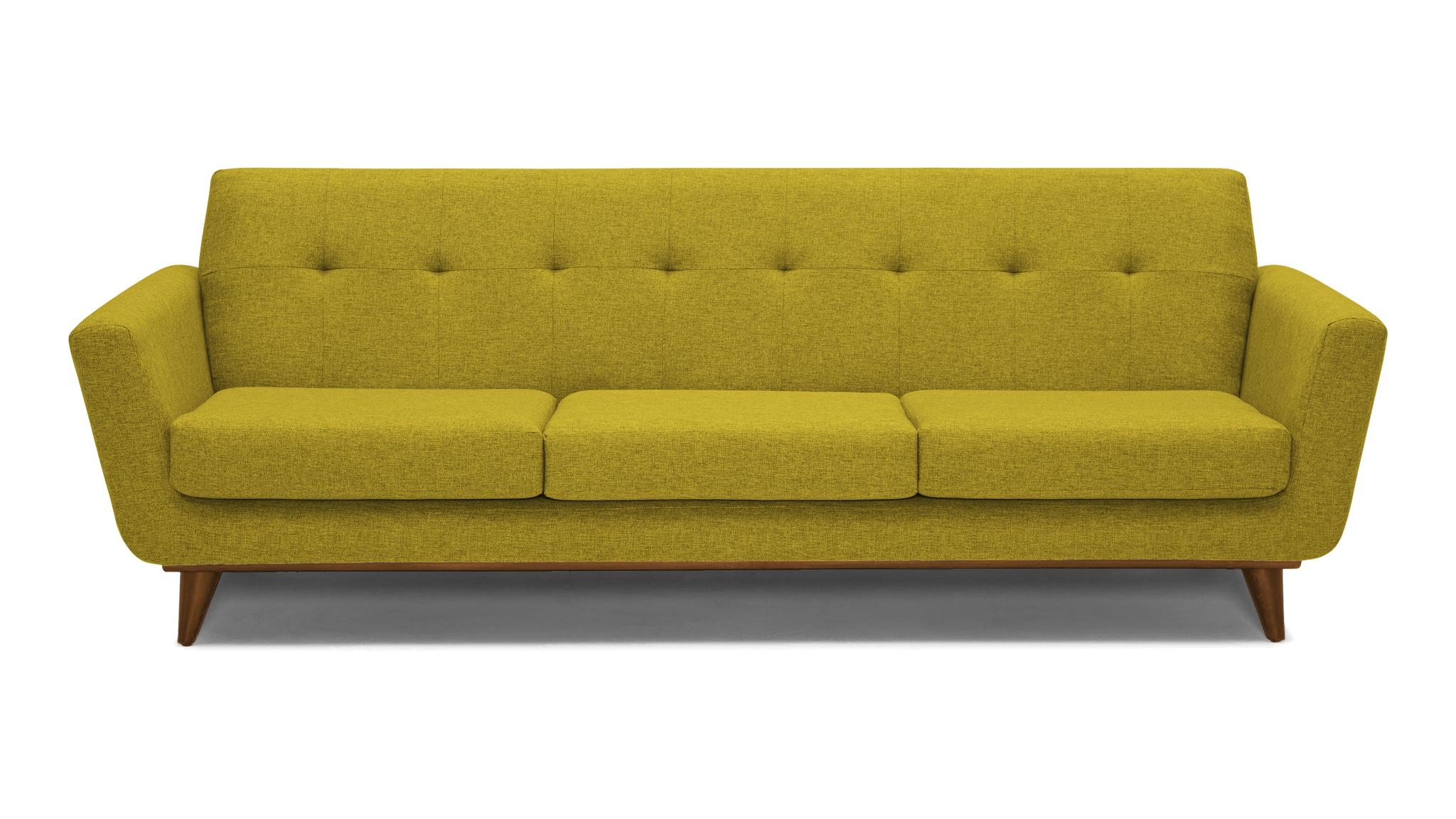 Yellow Hughes Mid Century Modern Grand Sofa - Bloke Goldenrod - Mocha - Image 0