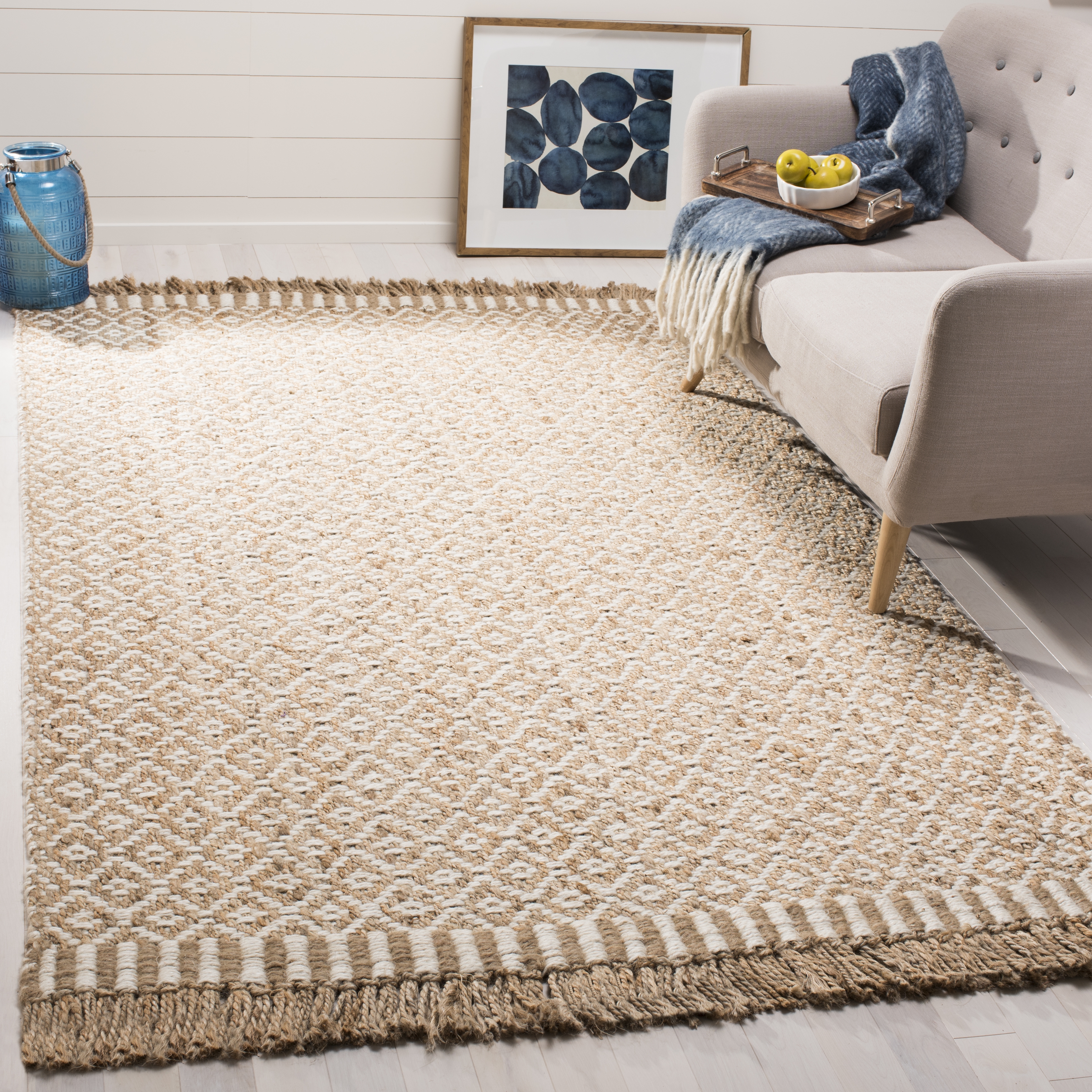 Arlo Home Hand Woven Area Rug, NF182A, Natural/Ivory,  5' X 8' - Image 1
