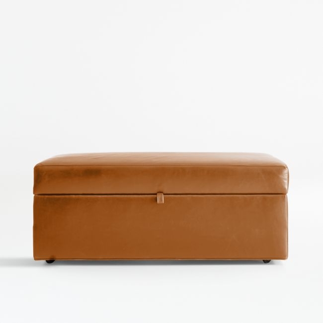 Axis 43" Leather Storage Ottoman with Tray - Image 0