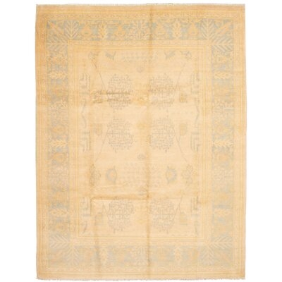 One-of-a-Kind Hand-Knotted New Age Peshawar Finest Ivory 9'2" x 11'10" Wool Area Rug - Image 0