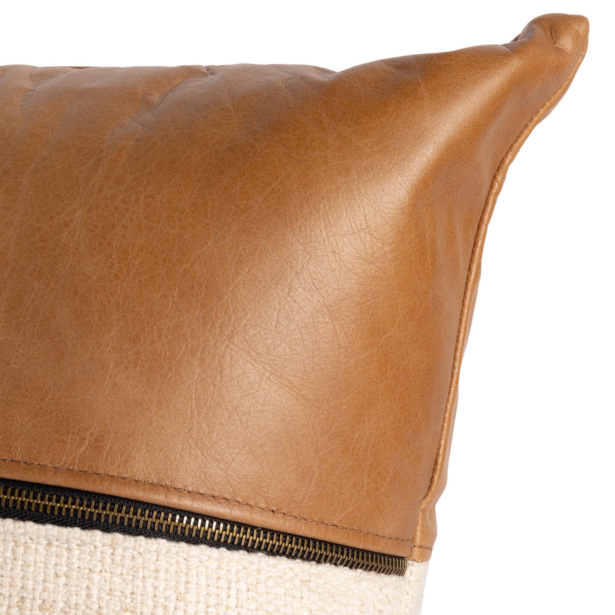 Leather & Linen Pillow - Sonoma Butterscotch - Image 1
