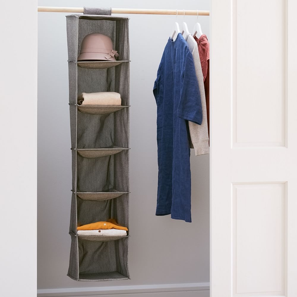 Soft Closet Hanging Organizer, Single Bar, Storm Gray - Image 0