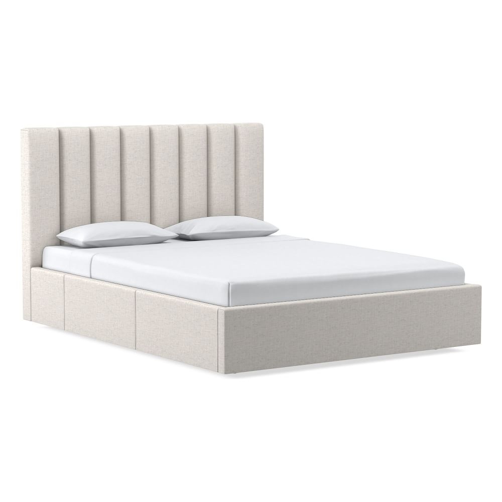 Emmett Vertical Tufting, Low Profile Bed, Queen, PCL, White, No-Show Leg - Image 0