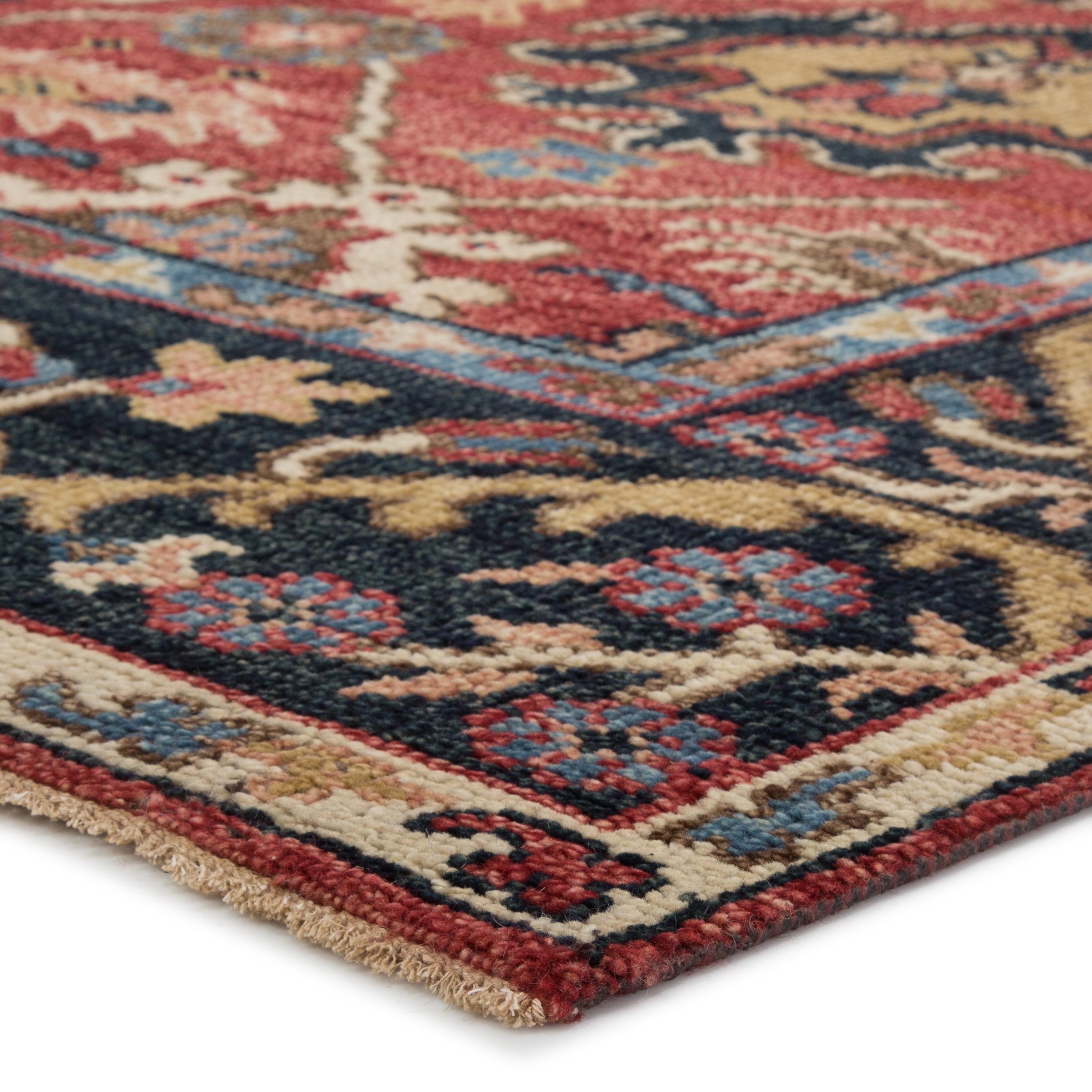 Aika Hand-Knotted Medallion Red/ Multicolor Area Rug (6'X9') - Image 1