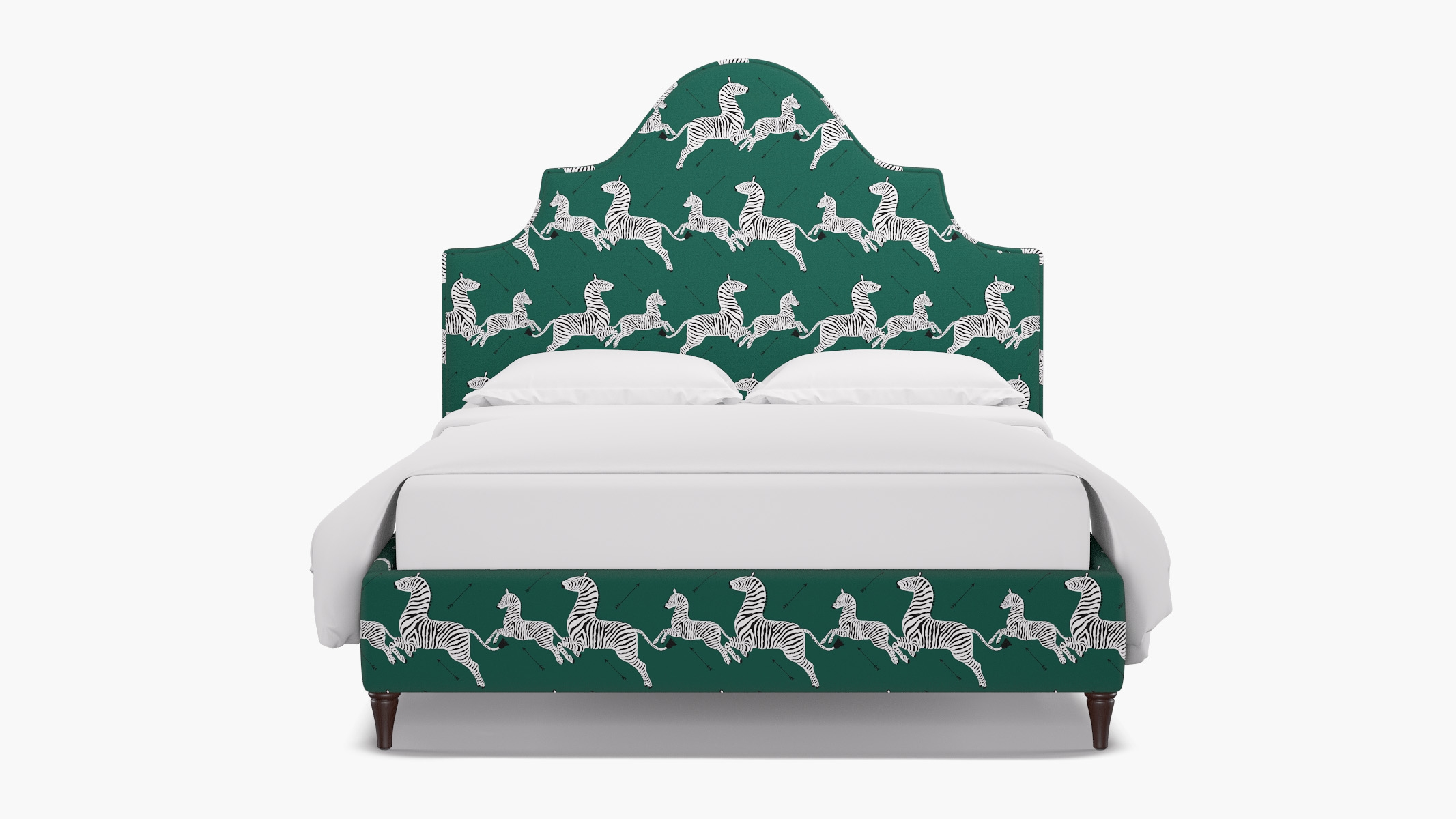 Statement Bed, Emerald Zebra, Espresso Decorative Tapered Leg, King - Image 0