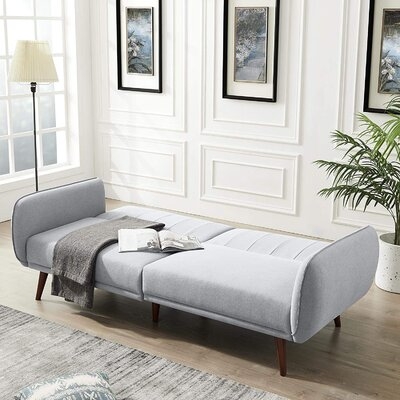 Sofa Couch Bed, Convertible Sofa Sleeper In Rich Linen, Sturdy Wooden Legs And Tufted Design - Image 0