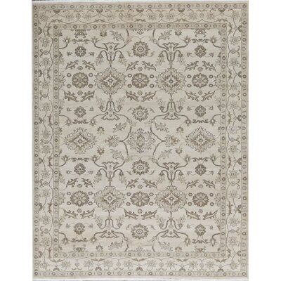 One-of-a-Kind Hand-Knotted Beige 7'9" x 9'10" Wool Area Rug - Image 0